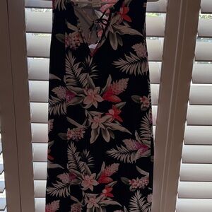 Tommy Bahama Black Dress with Pink and White Floral Design